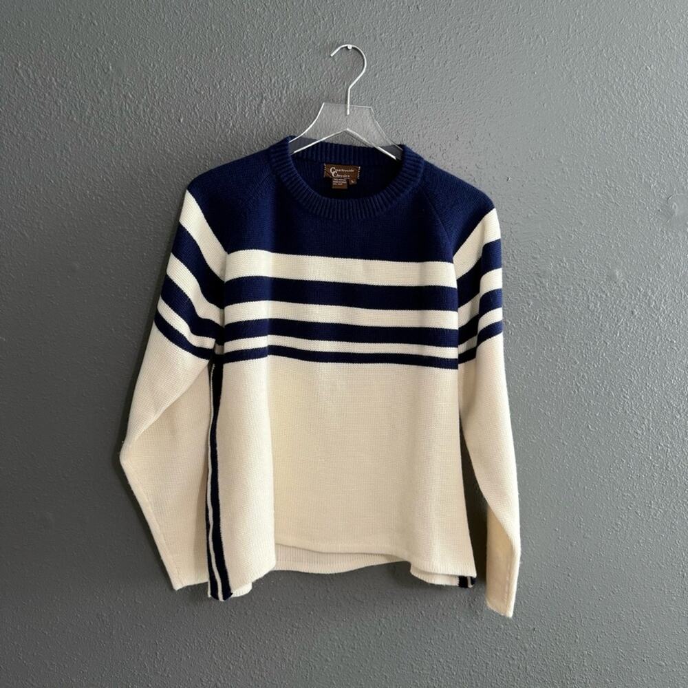 Countryside Classics Vintage 100% Acrylic Striped Sweater Size L